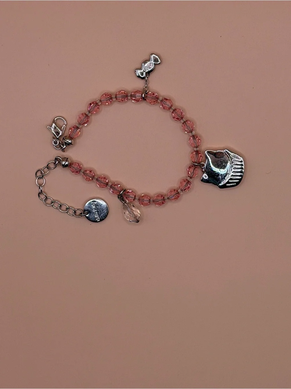 Hello Kitty Pink Orange Cupcake Charm Bracelet for Kids